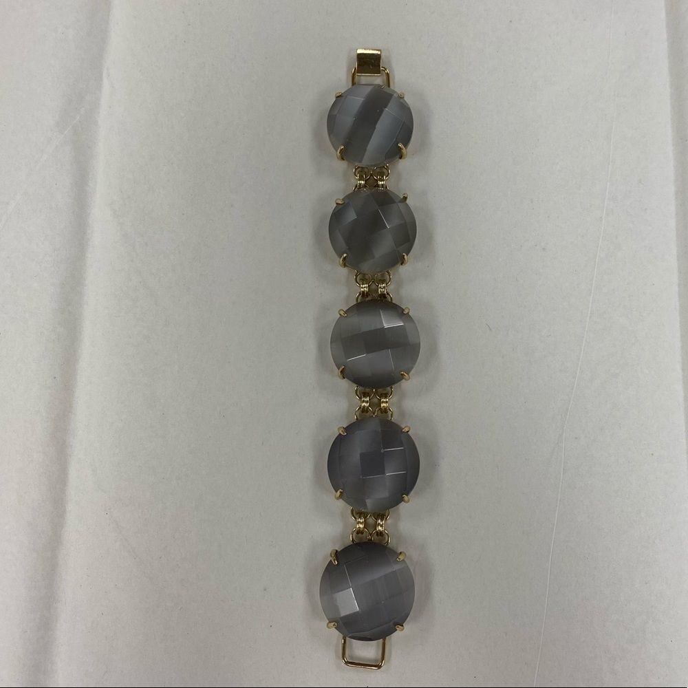 Kendra Scott Cassie bracelet‎ in Slate cat's eye dyed glass and gold - Picture 3 of 8